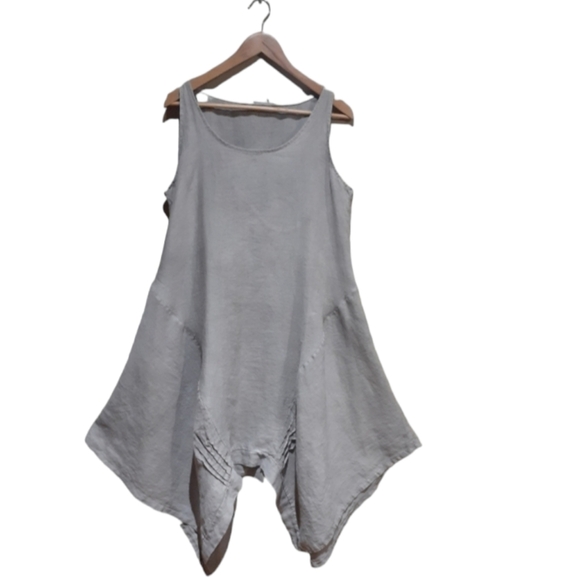 Bella Amore Women's Dress Taupe Italian Linen Assymetric One-Size - Picture 5 of 8